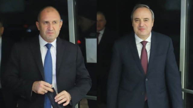 <p>
	Румен Радев (вляво) и Анастас Герджиков (вдясно). <em>Снимка: БГНЕС/Боби Тошев</em></p>
