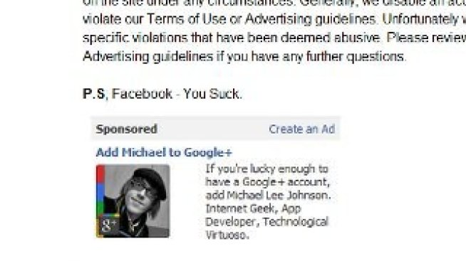Facebook забрани реклама на Google+ 