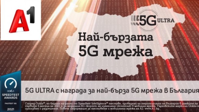 A1 има най-бързата 5G мрежа в България според Ookla