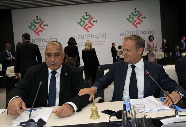 
	Министър-преседателят Бойко Борисов и председателят на Европейския съвет Доналд Туск

	Снимка: Олег Попов, Investor Media Group
