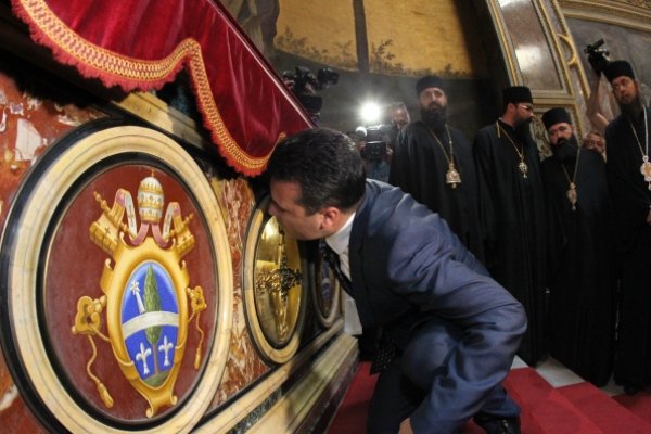 
	В поклонението пред гроба на Св. Кирил в Рим на 24 май 2018 г. участваха премиерът Бойко Борисов и македонският му колега Зоран Заев.&nbsp;Снимка: Олег Попов, Investor Media Group
