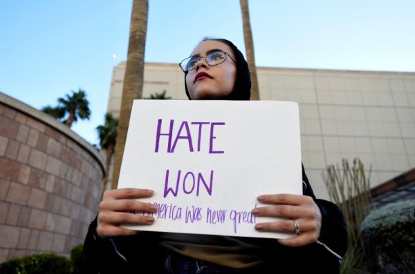 
	Кадър от протеста в Лас Вегас.&nbsp;

	Снимка: Ройтерс
