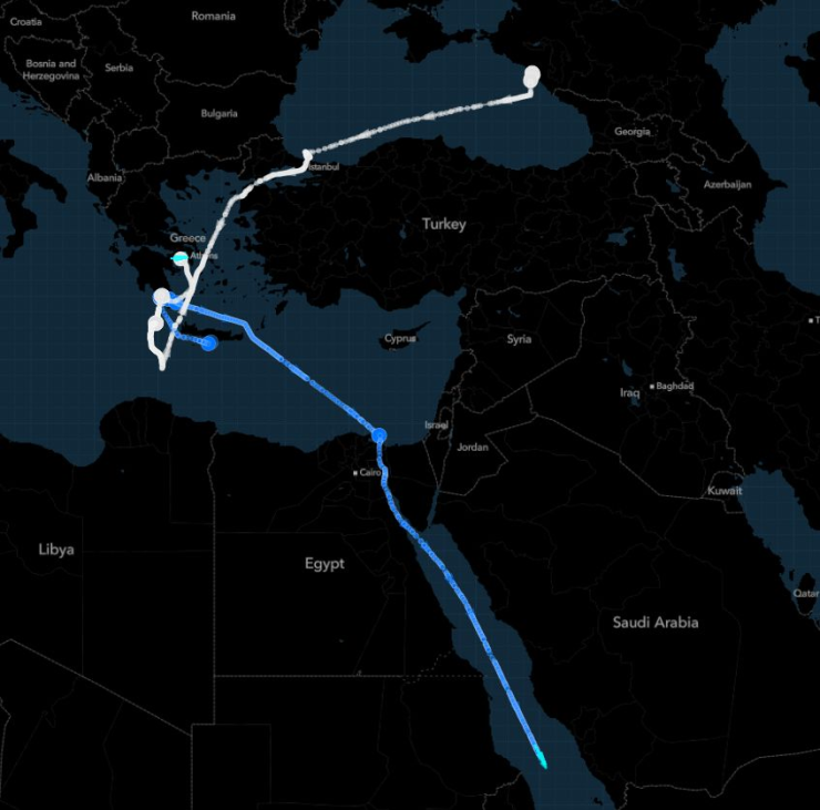 Пътят на руския суров петрол и петролни продукти. Графика: Bloomberg LP