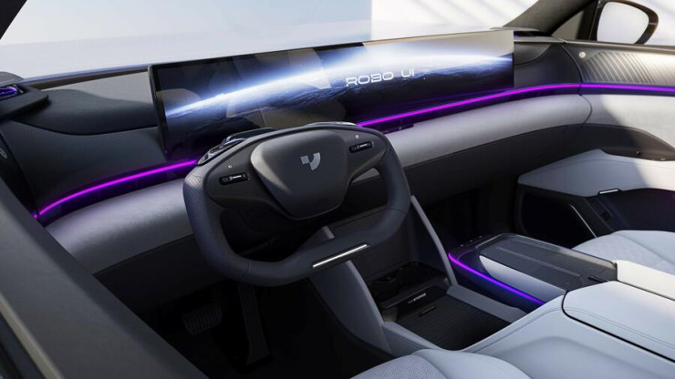 Jidu описва езика на дизайна на интелигентните електронни превозни средства, които имат голям 3D дисплей, наред с други неща, като роботизирана естетика. Снимка: Baidu