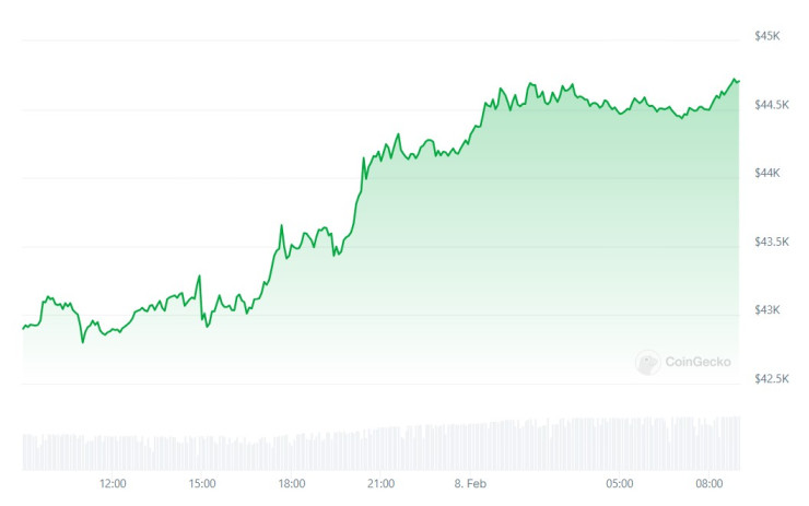 Цената на биткойна през последното денонощие. Графика: CoinGecko