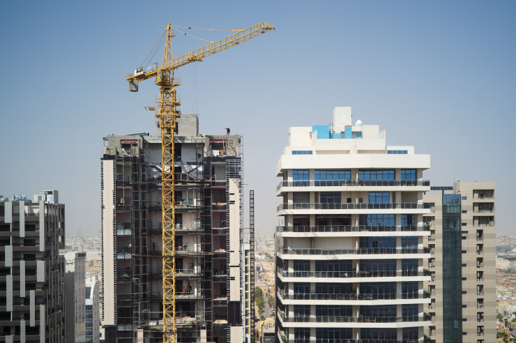Сграда в строеж в Рияд през август. Снимка Zhe Ji/Getty Images