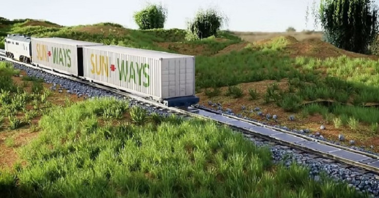 Фотоволтаичните панели се поставят на ръка или механично - със специален влак. Снимка: Sun Way