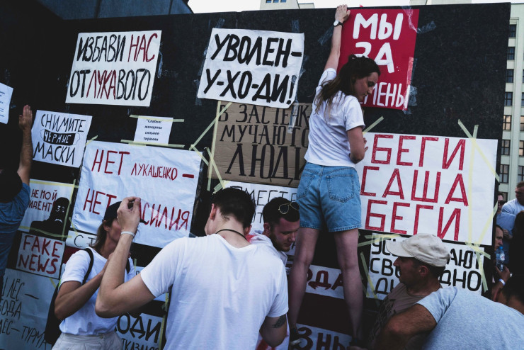 Протест срещу Лукашенко от 2020 г. Снимка: Evgeny Maloletka/Bloomberg