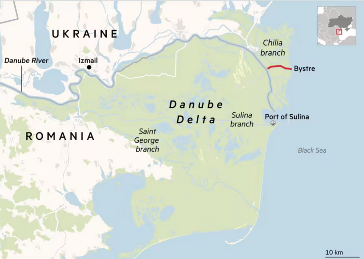 Карта на региона със спорния участък. Източник: FT