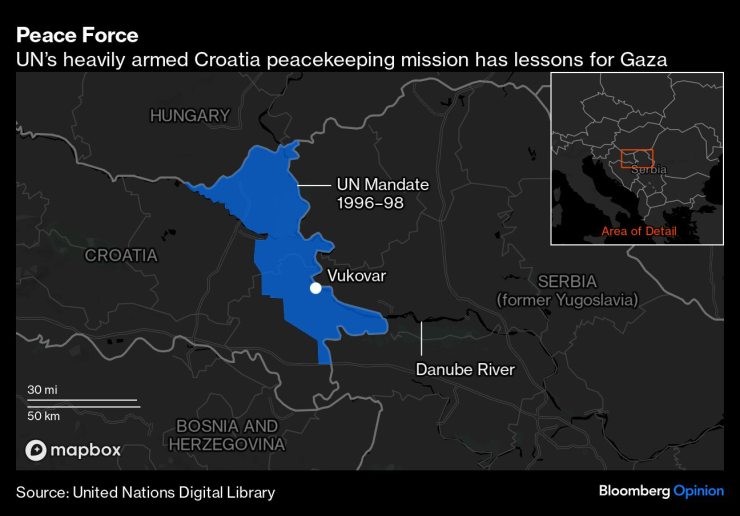 Карта на територията, където е разположена мисията. Графика: Bloomberg LP