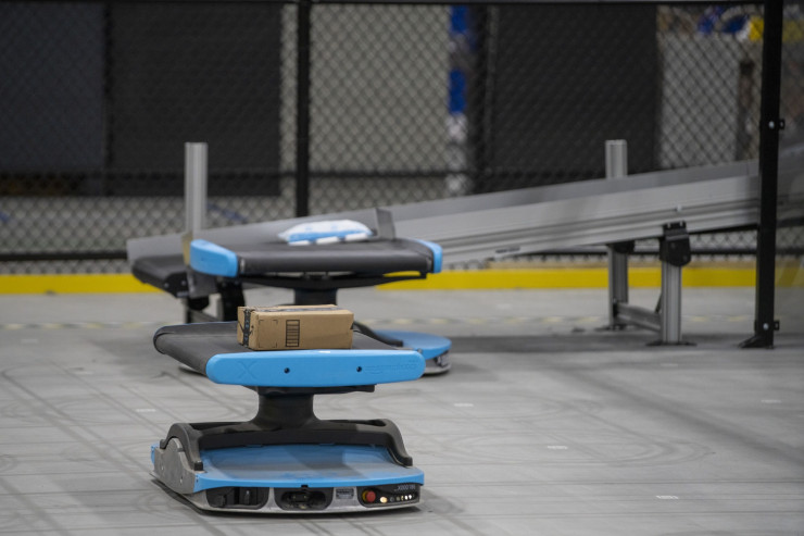 Роботите Pegasus на Amazon, демонстрирани по време на събитието Delivering Future. Снимка: M Scott Brauer/Bloomberg