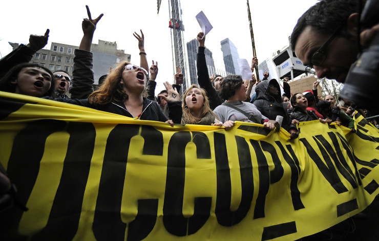 Демонстранти от движението Occupy Wall Street в Ню Йорк през ноември 2011 г. Снимка: Peter Foley/Bloomberg