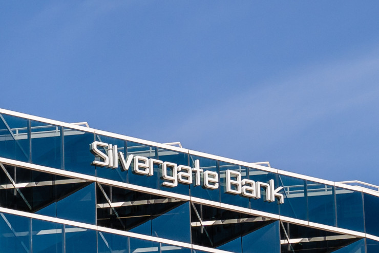 Silvergate Capital Corp. беше първата американска банка, която фалира, изложена на риска от срив в криптоиндустрията. Снимка: Bloomberg