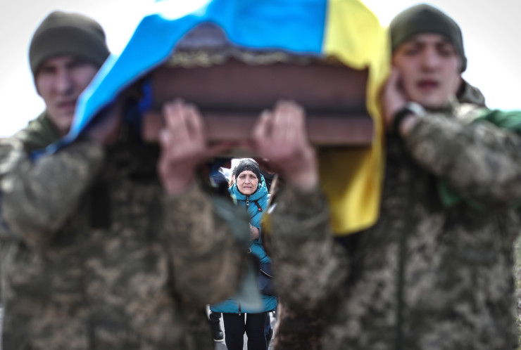Погребение на украински военен край Киев. Снимка: ЕРА