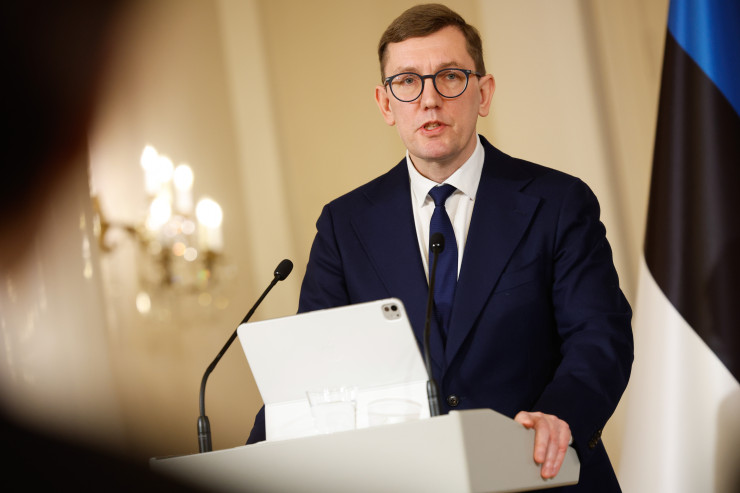 Естонският премиер Кристен Михал на срещата на върха на НАТО в Хелзинки на 14 януари. Снимка: Roni Rekomaa/Bloomberg