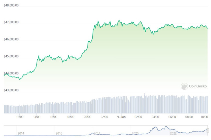 Цената на биткойна през последното денонощие. Графика: CoinGecko
