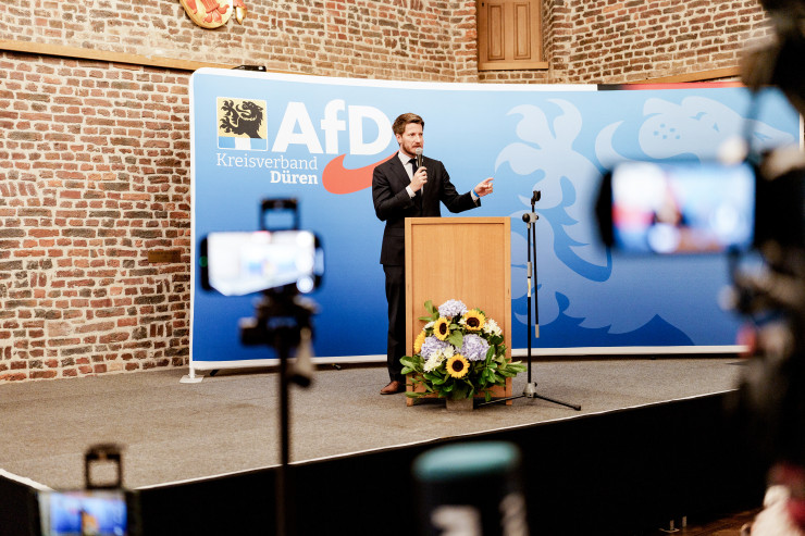 Мартин Винсенц, водещ кандидат на "Алтернатива за Германия" в Северен Рейн-Вестфалия, смята, че подкрепата за партията му в Западна Германия се засилва. Снимка: Ben Kilb/Bloomberg