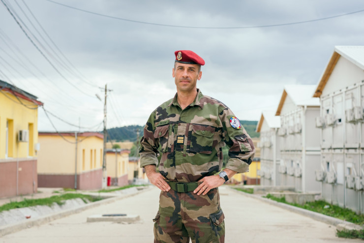 Полковник Кристоф Дьожан в Националния център за съвместни учения Getica. Снимка: Bloomberg LP