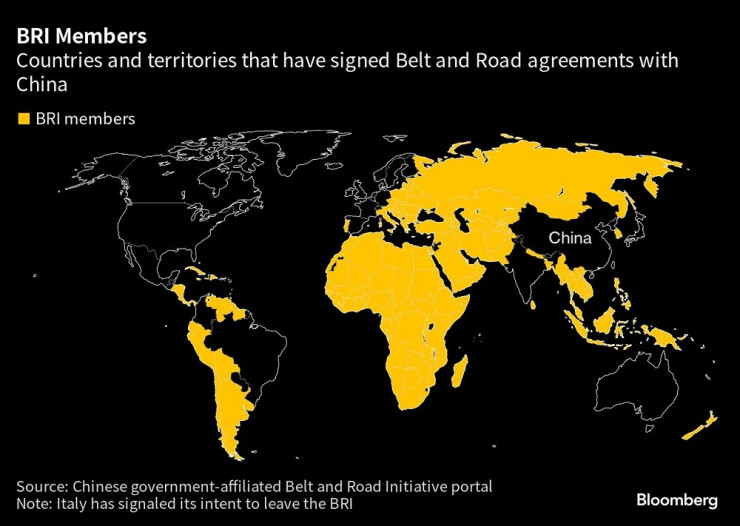 Членовете на "Един пояс, един път". Графика: Bloomberg