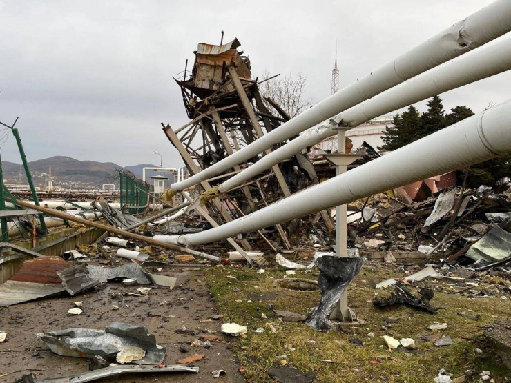 Последиците от удара с дрон по руско петролно депо в Туапсе. Снимка: Telegram