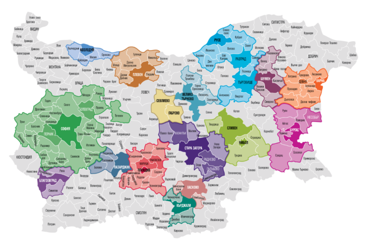 Карта на икономическите региони в страната. Източник: ИПИ